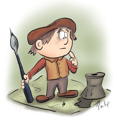 Cartoon of map maker with spilled ink on the map by Philip Riggs